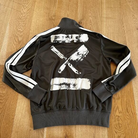 Distorted People Barber & Butcher Blades Zip Front Track Jacket in Khaki Green - Picture 5 of 5